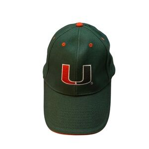 Miami Hurricanes The U Signatures Brand Structured Strapback OSFM Green Hat Cap